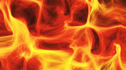Abstract fiery background with swirling patterns of orange, yellow, and red flames, evoking heat and energy