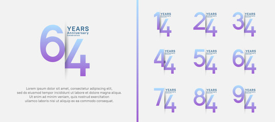 set of anniversary logo style. vector design purple color for celebration