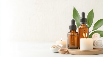 Relaxing spa scene with essential oils and candles for ultimate wellness retreat