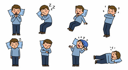 Boy sleeping in various positions