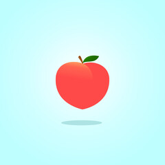 Illustration vector graphic of peach fruit isolated on blue.