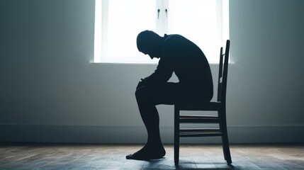 Falling into shadows a failing body in a dimly lit room reflecting emotional depth