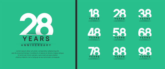 set of anniversary logo style. vector design white color for celebration