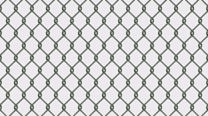 Fototapeta premium Seamless pattern of a gray chain link fence against a white background, suitable for graphic design and backgrounds