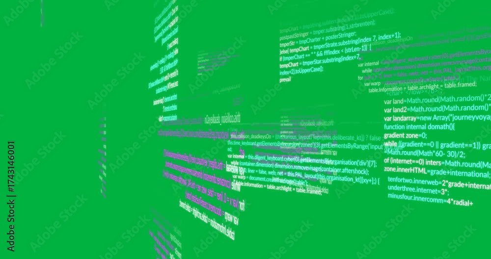 Wall mural animation of blue, purple and white computer data processing over transparent background