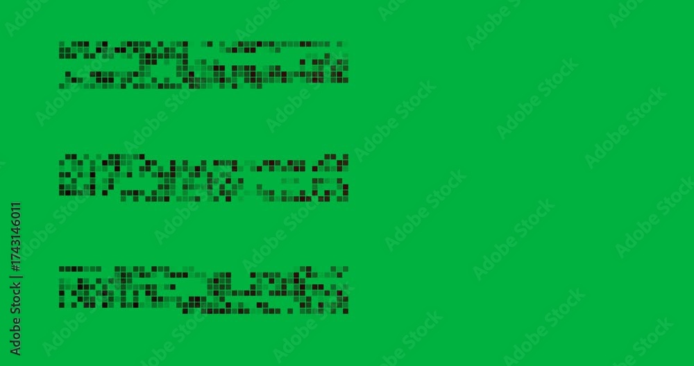 Wall mural animation of digital interface squares flickering over transparent background