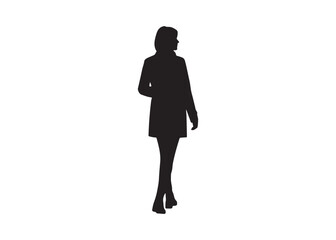Vector art of silhouette of a woman walking in a coat