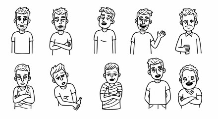 Man faces and expressions set