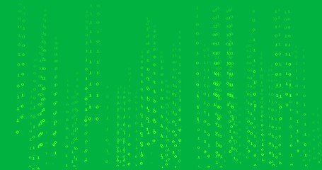 Animation of green binary coding data processing over transparent background - Powered by Adobe