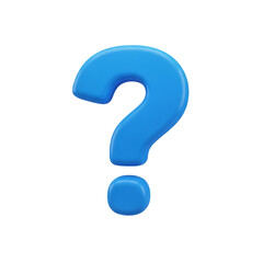 3d icon of large blue question mark symbol, isolated on transparent background
