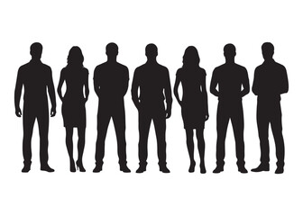 Vector art of silhouette of a diverse group of people standing together