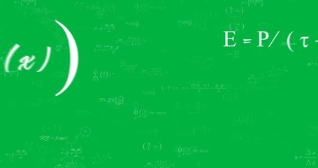 Animation of mathematical equations moving over transparent background - Powered by Adobe