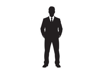 Vector art of silhouette of a businessman standing with hands in pockets
