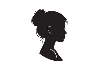 Vector art of female silhouette with hair bun, black silhouette