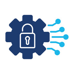Ai Security Icon In Blue Monochrome Flat Design, Vector Illustration