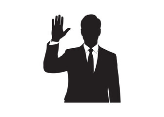 Vector art of silhouette of a man raising hand