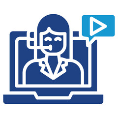 Video Lecture glyph color icon