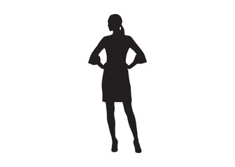 Vector art of silhouette of a woman in a dress