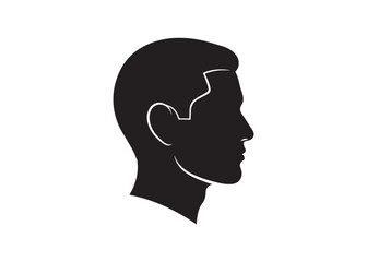 Vector art of silhouette of a mans head in black color