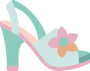 Cute pastel slingback high heel shoe with flower decoration