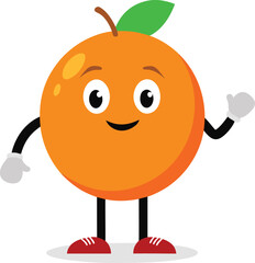 Happy cartoon orange character waving hello
