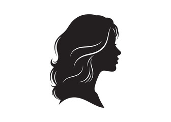 Vector art of silhouette of a woman with long wavy hair