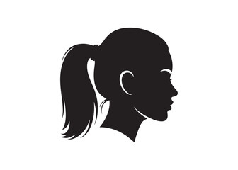 Vector art of silhouette of a womans head with ponytail