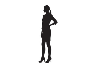 Vector art of silhouette of a business woman standing in dress