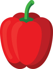 Vibrant red bell pepper with green stem isolated on white. bell pepper icon.