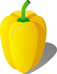 Yellow bell pepper vector illustration isolated on white background fresh vegetable food ingredient