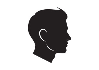 Vector art of silhouette of a mans head with short hair