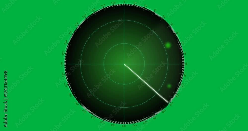 Poster animation of radar with spots moving on transparent background