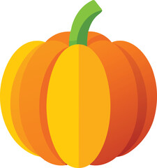 Bright orange pumpkin with green stem isolated on white background. pumpkin cartoon character.