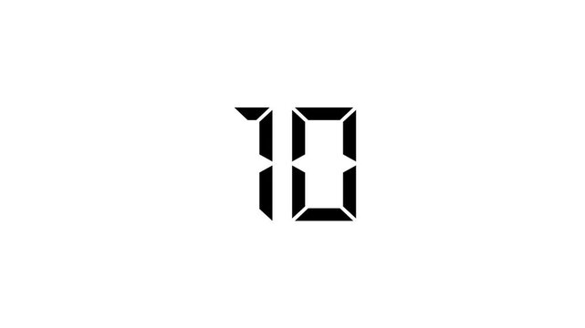 Digital number ten displayed in a modern segmented font on a white background - Powered by Adobe