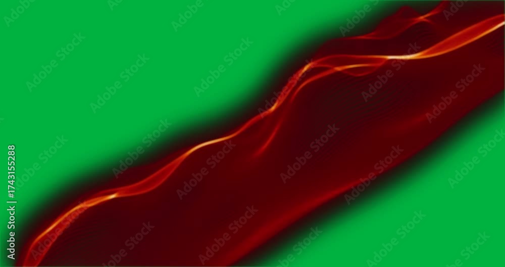 Wall mural animation of glowing red light wave moving on transparent background