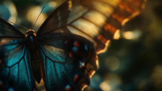 Butterfly macro detailed wing patterns bokeh background