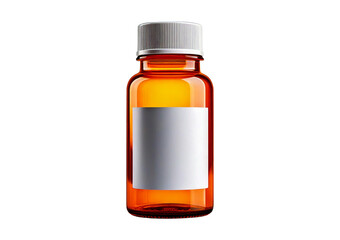 3D illustration of an orange transparent plastic medicine bottle, isolated on transparent or white background