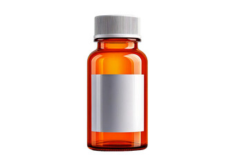 3D illustration of an orange transparent plastic medicine bottle, isolated on transparent or white background