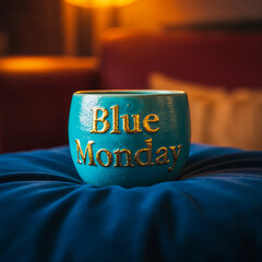 Blue Monday Ceramic Cup Teal and Gold Aesthetic