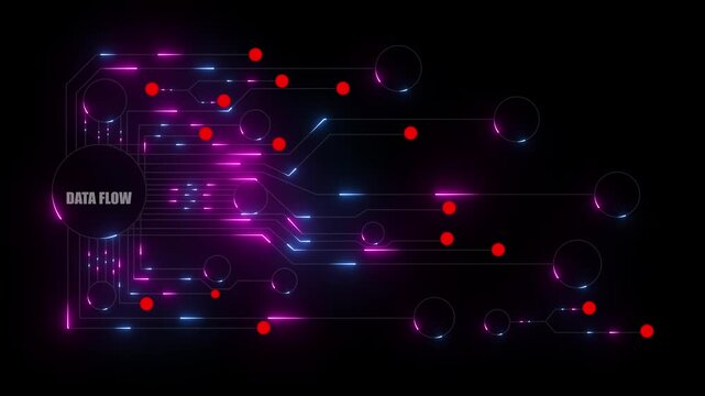 Digital Data Flow Visualization, Multi-Function Background for Network Connectivity. Smart Systems Automate Information Transfer, Improving Global Communication Efficiency