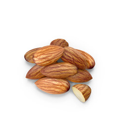 A closeup shot of almonds showing texture and natural brown tones.