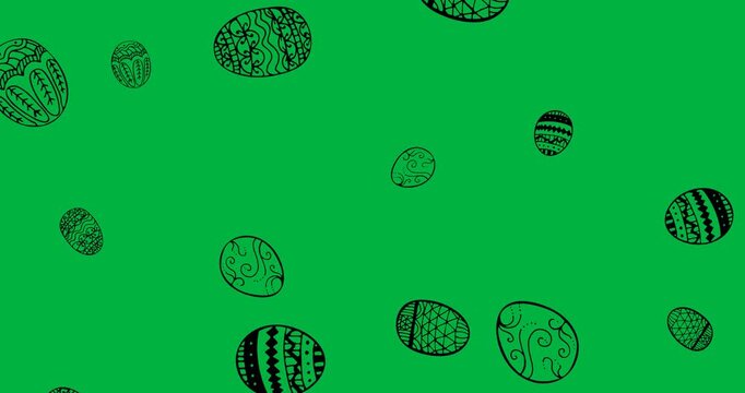 Digital animation of decorative easter eggs icons falling against transparent background