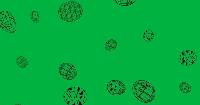 Digital animation of decorative easter eggs icons falling against transparent background