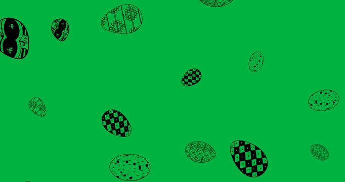 Digital animation of decorative easter eggs icons falling against transparent background
