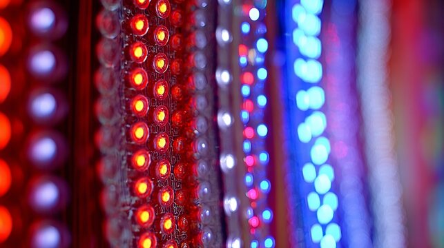 Abstract view of colorful led lights creating a vibrant and technological display