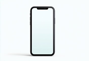 Isolated Smartphone with Blank Screen Display on White Background