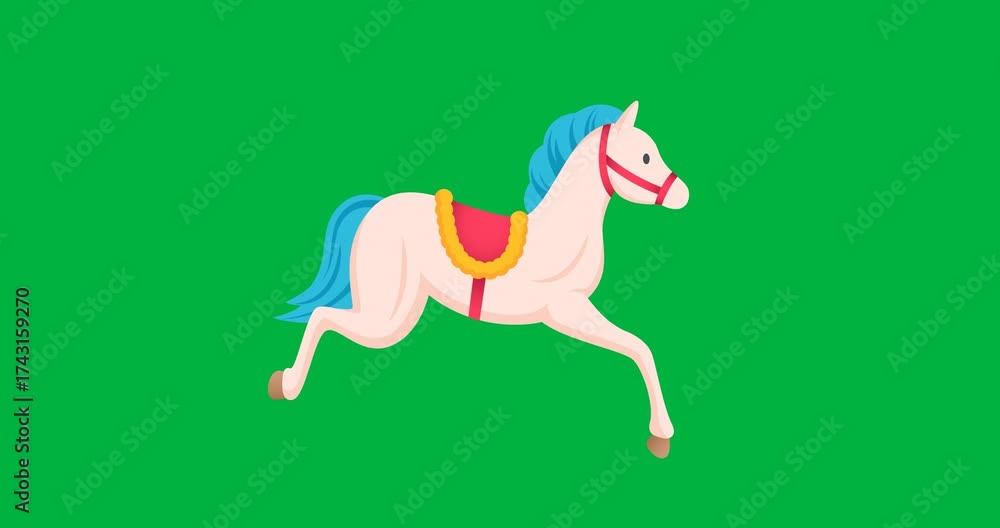 Wall mural digital animation of colorful horse icon with copy space on transparent background