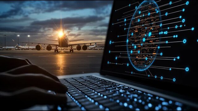 The computer operator checked the security system and the airline's flight safety system.