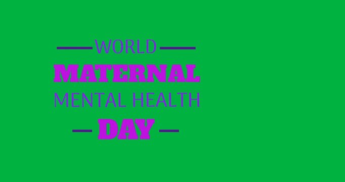 Digital animation of purple maternal mental health day text banner against transparent background - Powered by Adobe