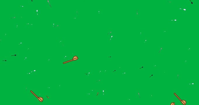 Digital animation of multiple spoon icons with copy space on transparent background